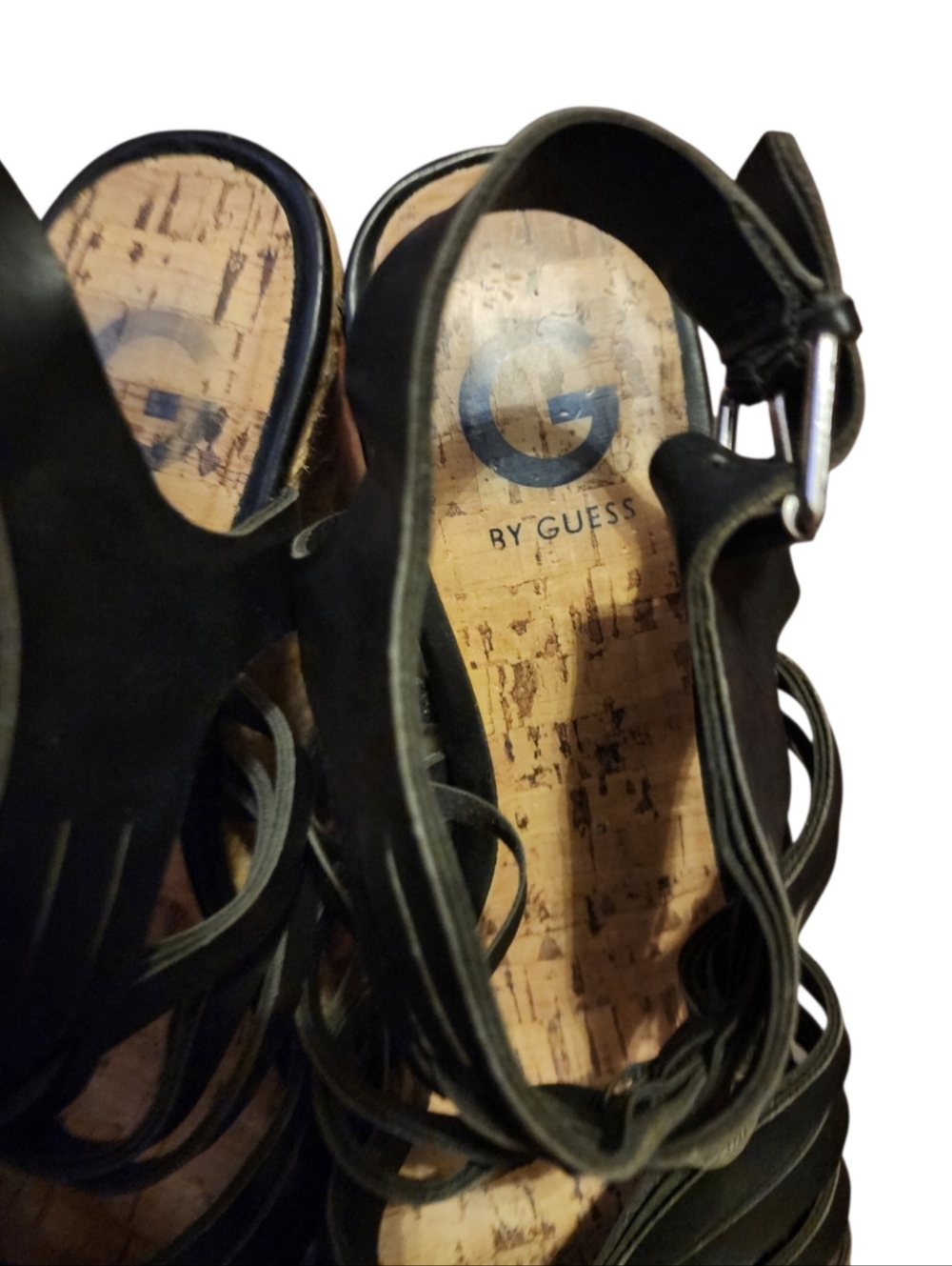 G by GUESS Black Strappy Espadrille Wedge Sandals, 8 1/2 - Picture 5 of 6